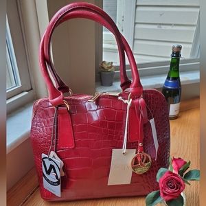 Gorgeous croc style red leather purse